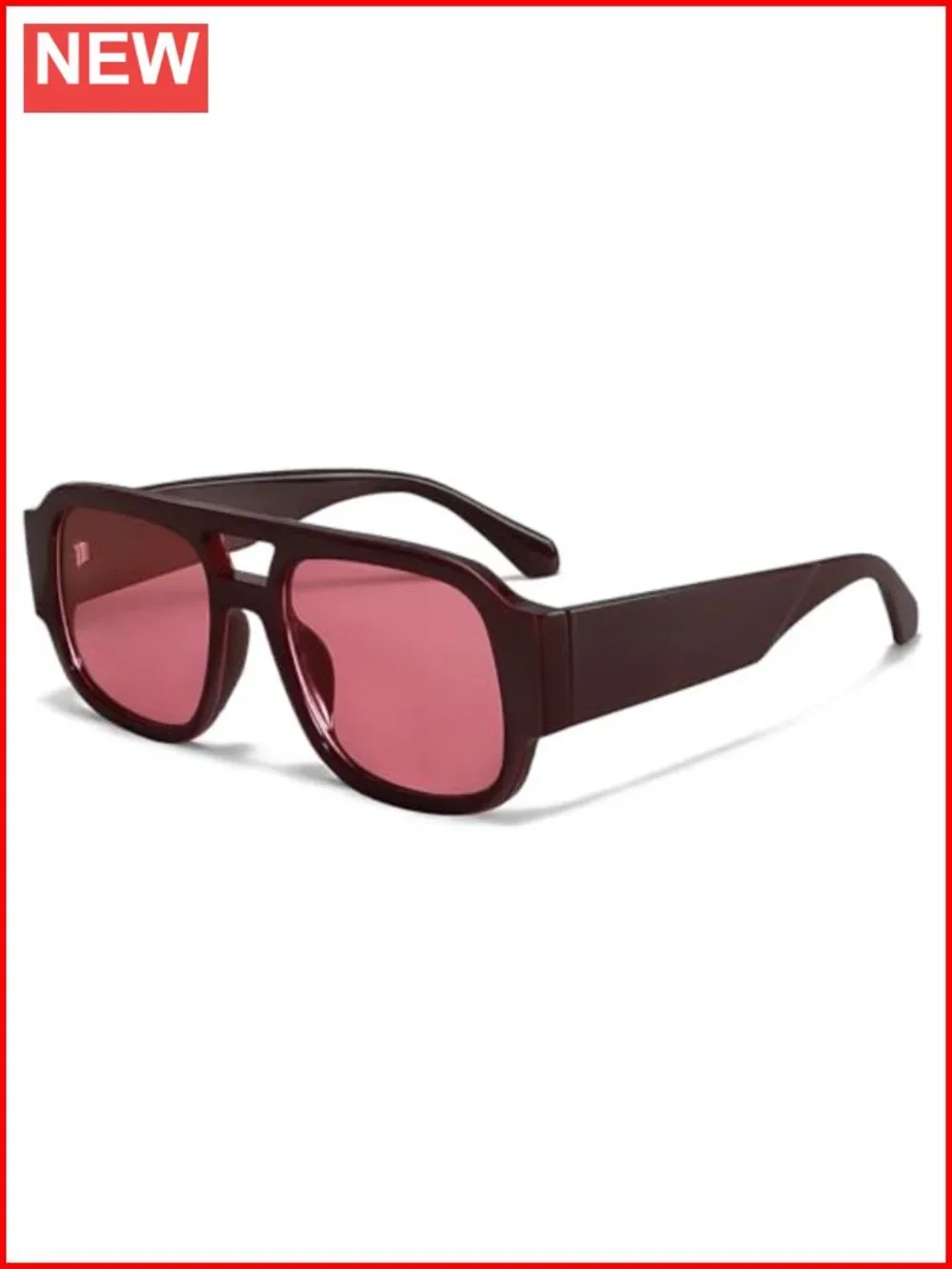 Retro Oversized Aviator Sunglasses Square Double Bridge UV400